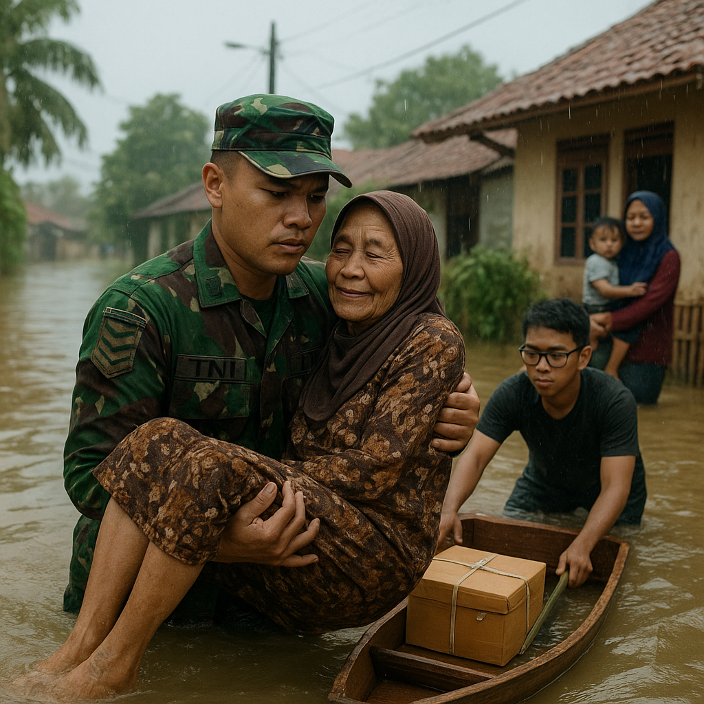 Prajurit TNI Bantu Warga Terdampak Banjir, Angkat Barang Berharga dan Evakuasi Lansia