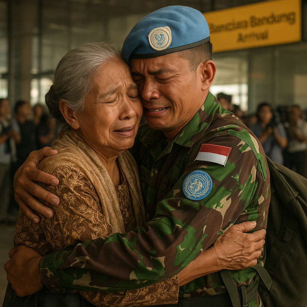 Ibu 80 Tahun di Bandung Antre 3 Jam untuk Temui Anak Prajurit yang Pulang dari Tugas Perdamaian