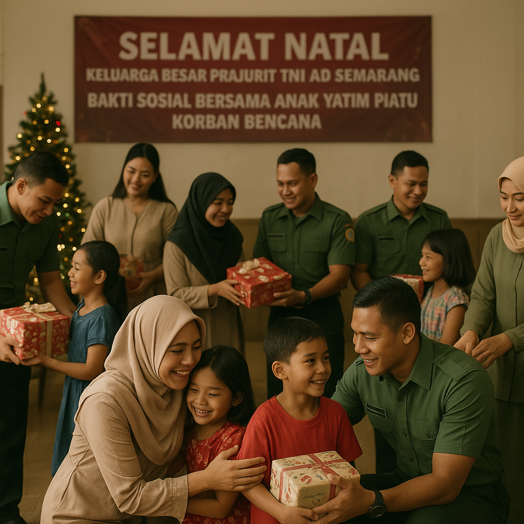 Keluarga Besar Prajurit TNI AD di Semarang Rayakan Natal Bersama Anak Yatim Piatu Korban Bencana