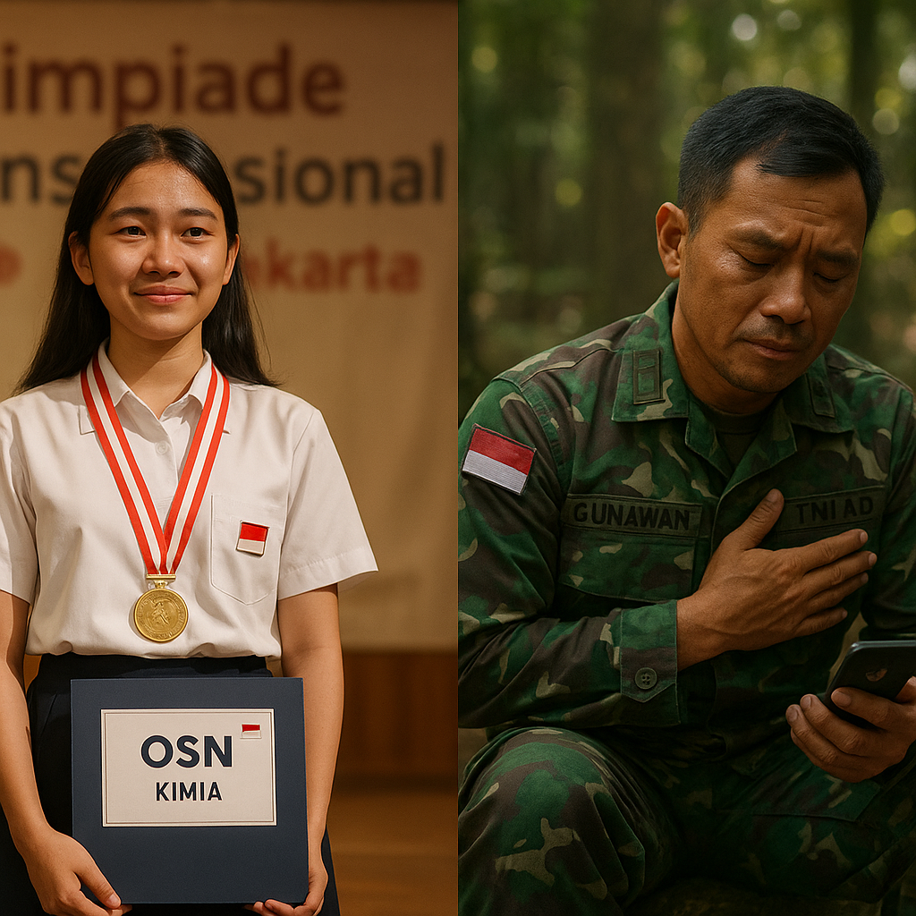 Anak Prajurit TNI AD Juara Olimpiade Sains Nasional, Ayahnya Kirim Doa dari Hutan Latihan