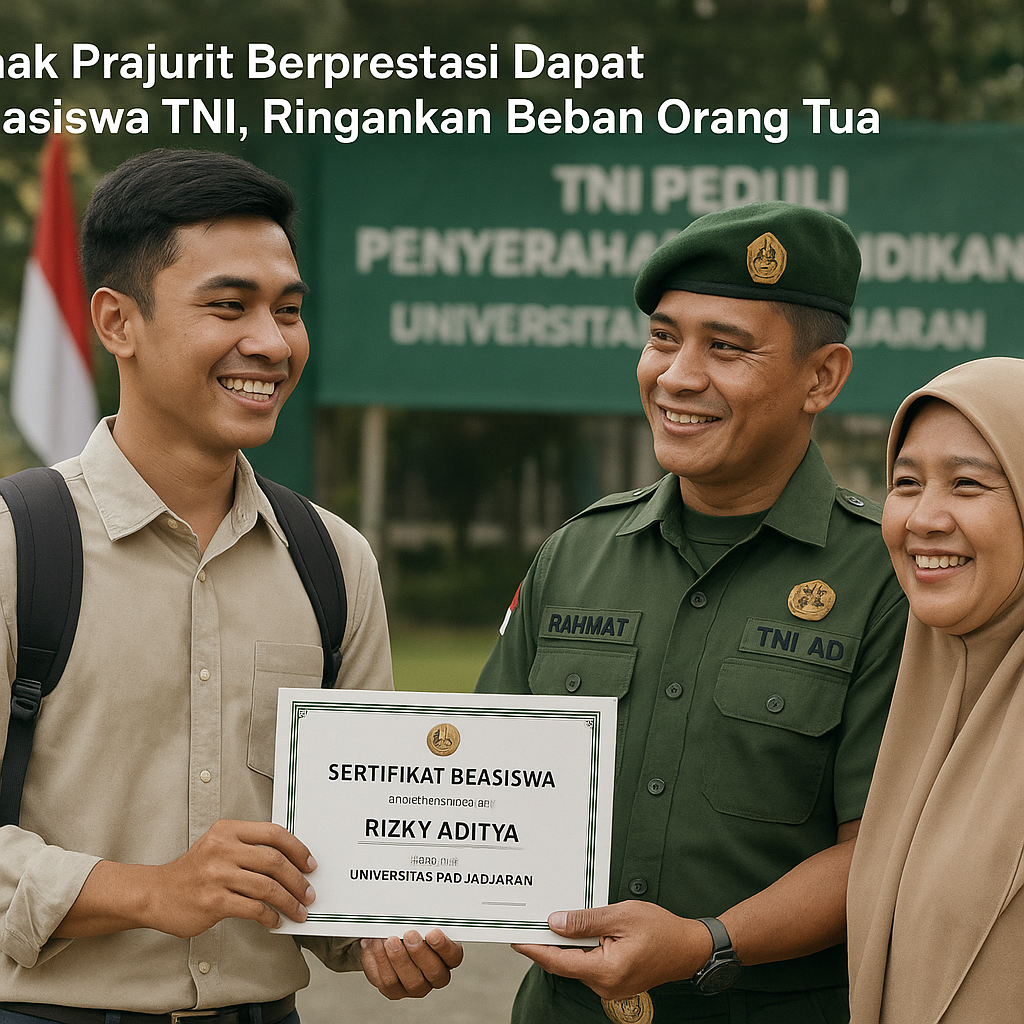 Anak Prajurit Berprestasi Dapat Beasiswa TNI, Ringankan Beban Orang Tua