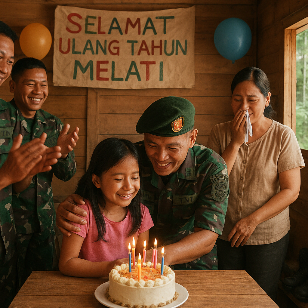 Kejutan Ulang Tahun untuk Anak Prajurit di Perbatasan, TNI Hadirkan Kebahagiaan Keluarga