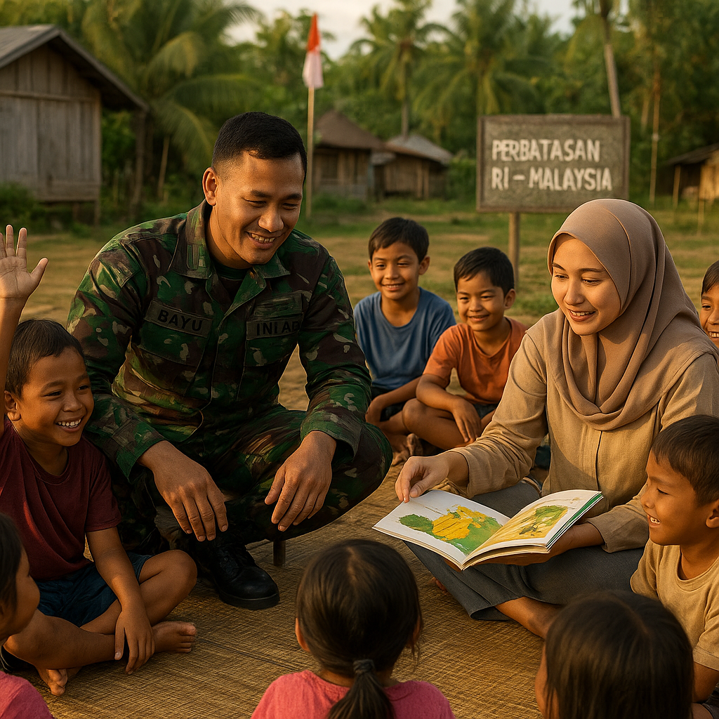 Prajurit TNI AD Asuh Puluhan Anak Yatim di Perbatasan, Istri Ikut Jadi Pengajar
