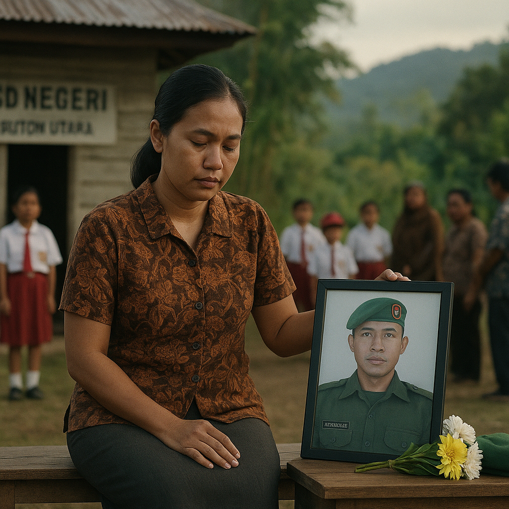 Guru SD di Pedalaman Berduka: Suami Anggota Satgas TNI Meninggal Saat Bertugas, Sekolah Jadi Pelipur Lara
