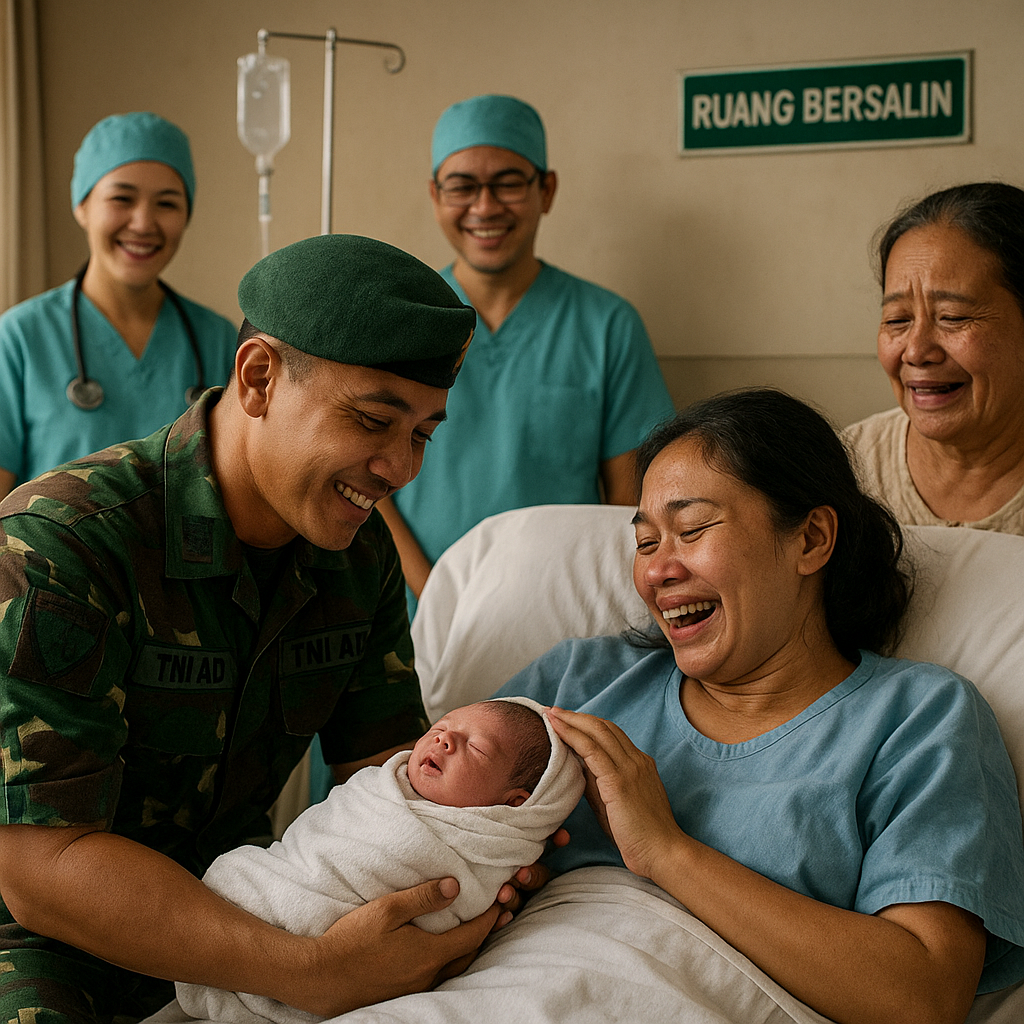 Kejutan Pulang Kampung, Prajurit TNI AD Sambut Kelahiran Anak Pertama