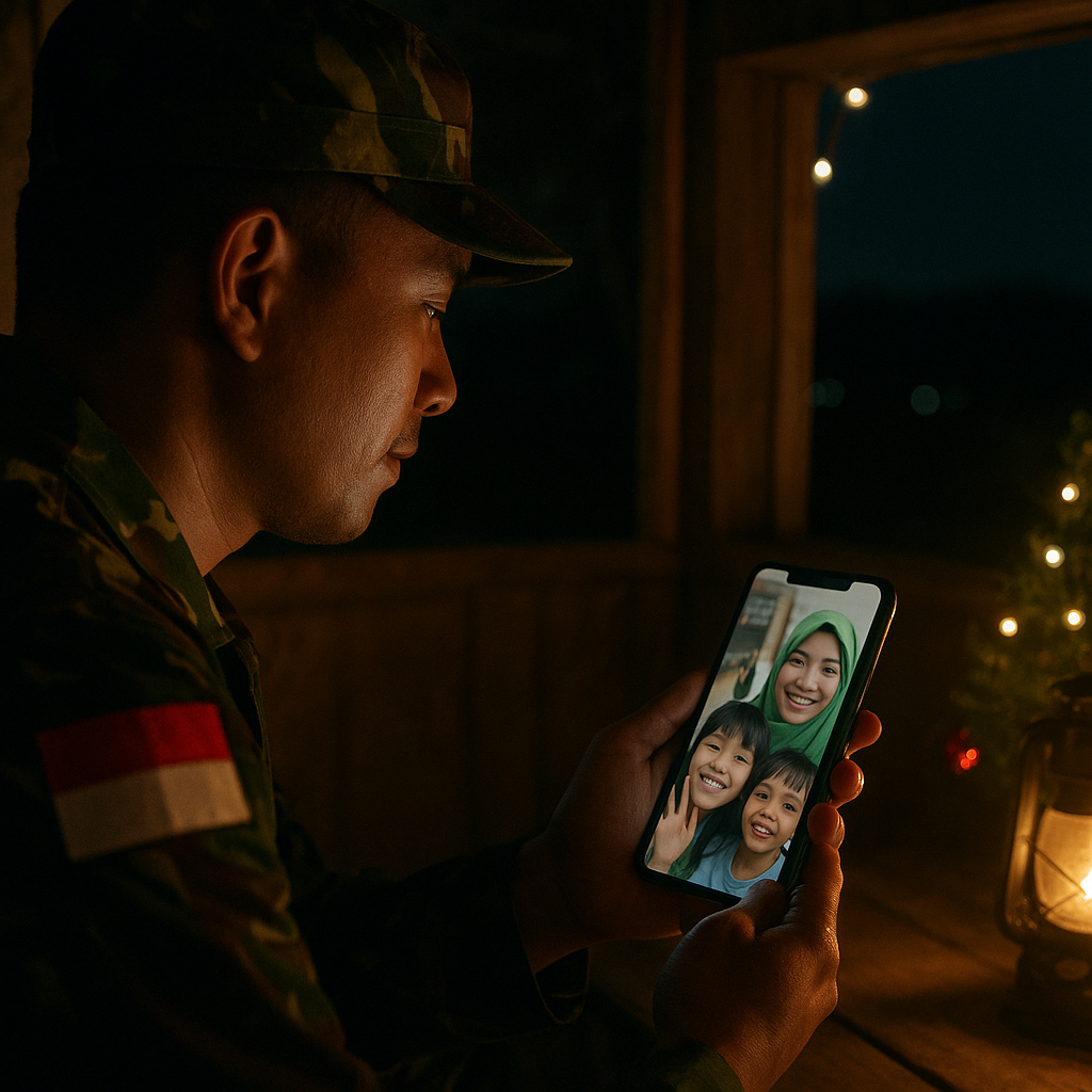 Kejutan Natal dari Keluarga untuk Prajurit TNI yang Berjaga di Perbatasan