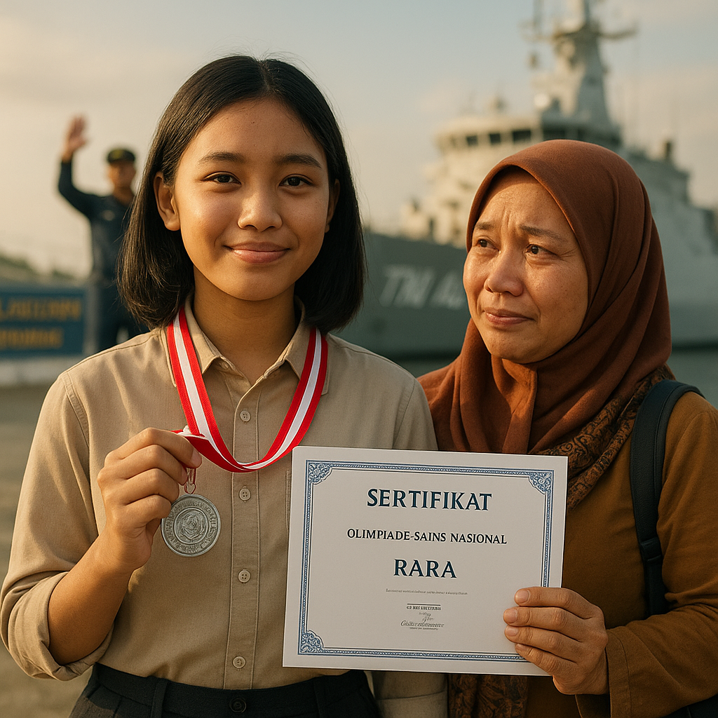 Anak Prajurit TNI AL dengan Prestasi Olimpiade Sains: 'Ayah di Kapal, Ibu yang Mengantar Les'