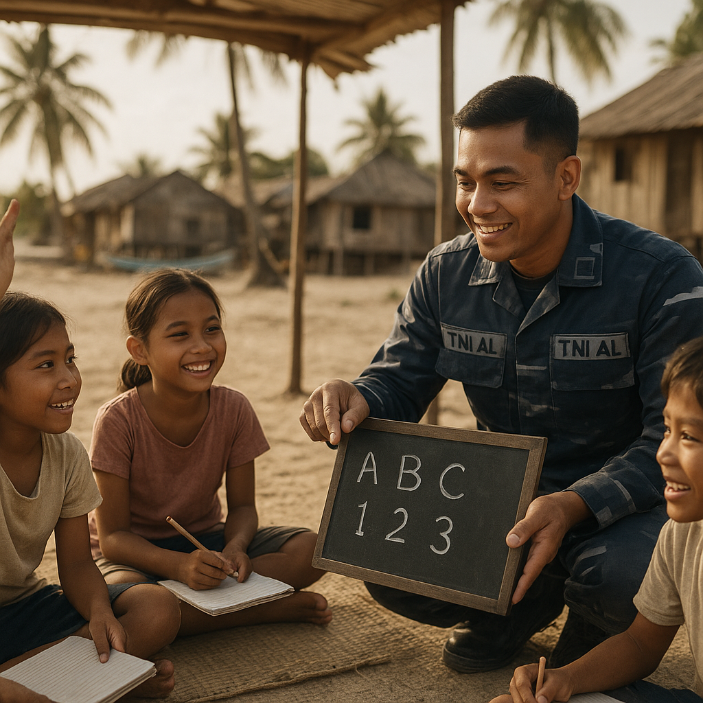 Prajurit TNI AL Ini Rutin Jadi Guru Sukarelawan untuk Anak-anak di Daerah Terpencil