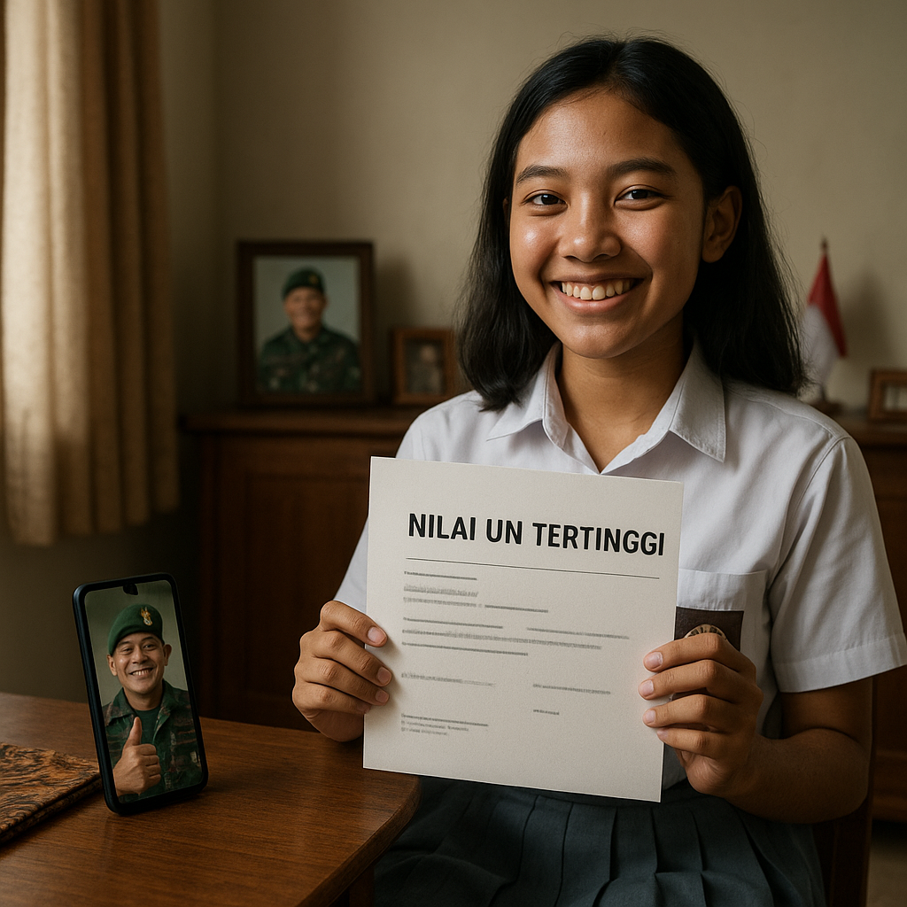Anak Prajurit TNI AD Raih Nilai UN Tertinggi, Dedikasikan untuk Ayah yang Sedang Bertugas