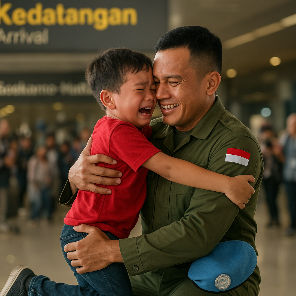 Video Haru Bocah 6 Tahun Sambut Ayahnya Prajurit TNI AD yang Pulang dari Misi Perdamaian Lebanon Menuai 5 Juta Views