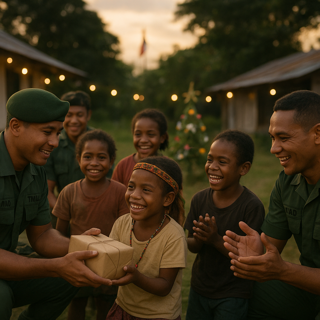 Natal di Barak Perbatasan: Prajurit TNI AD Rayakan dengan Anak-anak Papua di Kampung Binaan