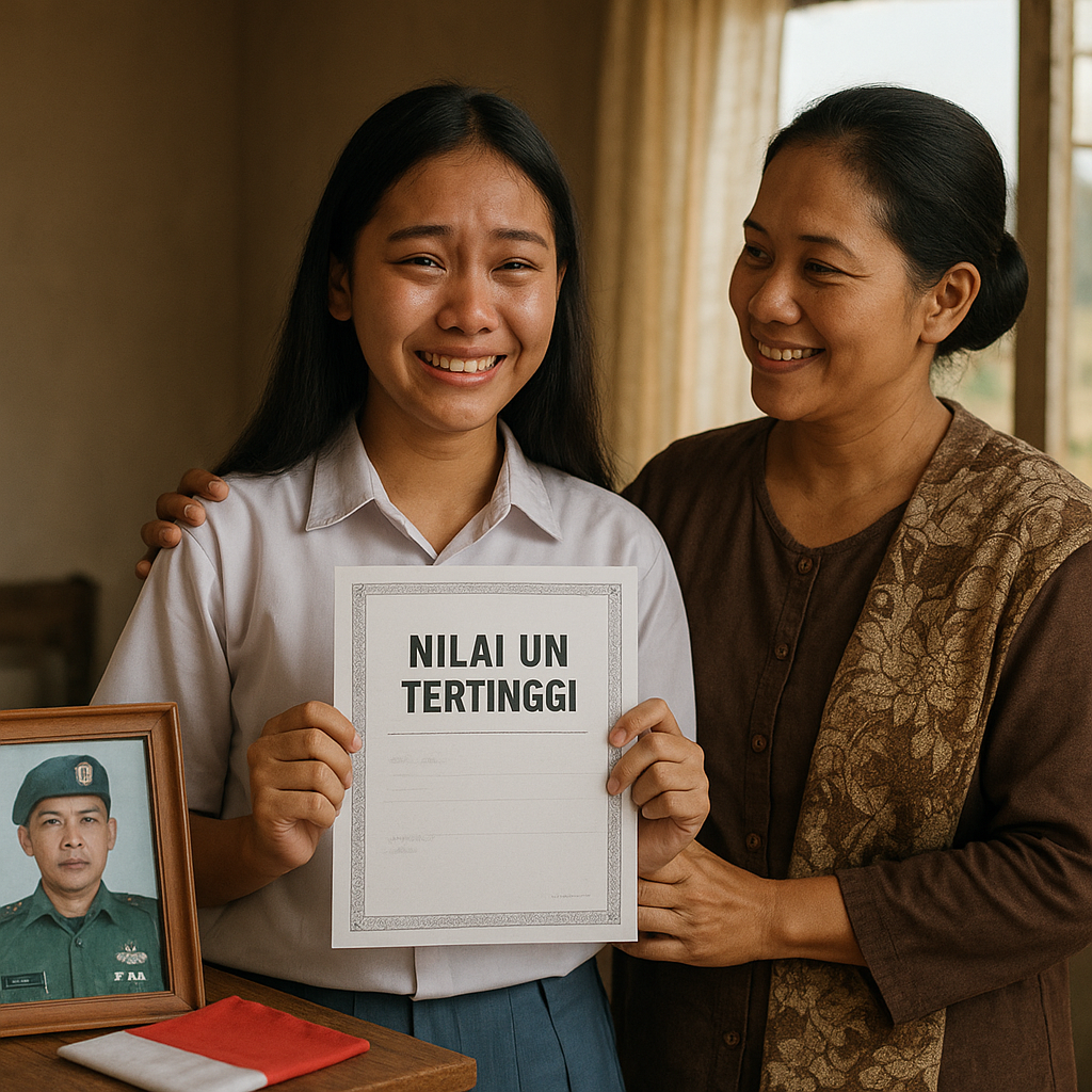 Anak Prajurit TNI AD Raih Nilai UN Tertinggi: Hadiah untuk Ayah di Perbatasan