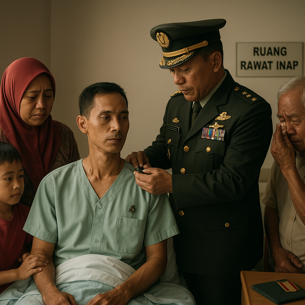 Upacara Kenaikan Pangkat di Atas Ranjang: Penghormatan untuk Prajurit Sakit Keras