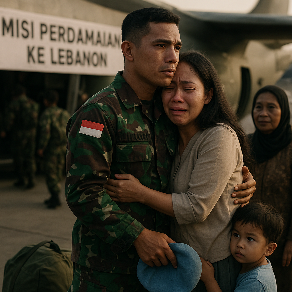 Tangis Haru Istri Prajurit Saat Suami Berangkat Misi Perdamaian ke Lebanon