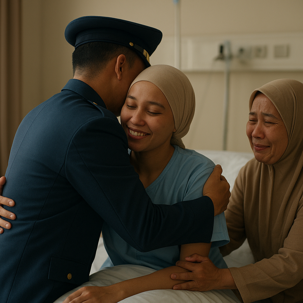 Kejutan Haru: Prajurit TNI AU Pulang Diam-diam, Peluk Putrinya yang Sedang Dirawat di RS