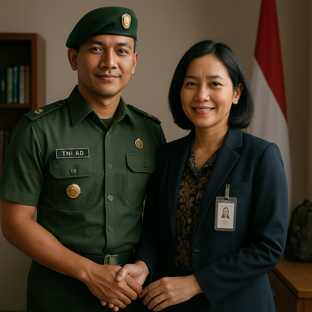 Pasangan Prajurit TNI AD dan PNS Kemenhan: Cinta dan Pengabdian yang Berjalan Beriringan