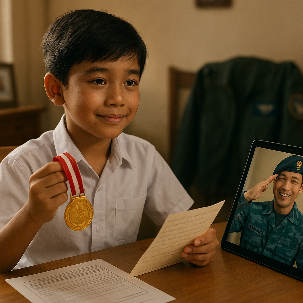 Anak Prajurit TNI AU Raih Prestasi Akademik, Ayah Beri Hadiah dari Lokasi Tugas