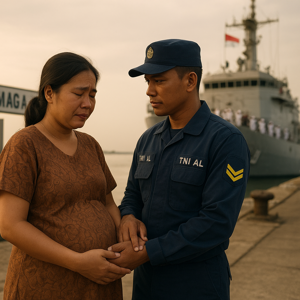 Ibu Hamil 8 Bulan Antar Suami Prajurit TNI AL Bertugas ke Kapal, Doa dan Harap di Dermaga