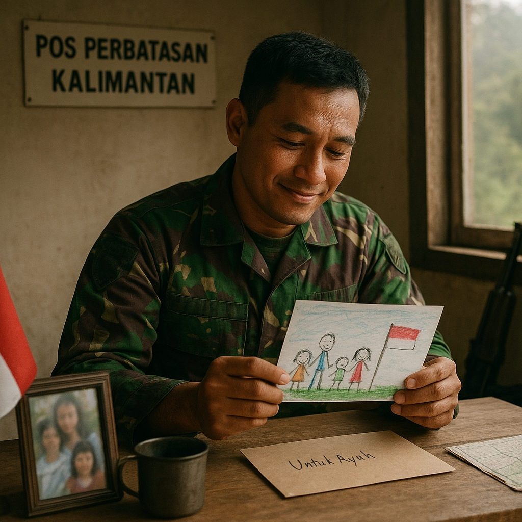 Anak Berusia 5 Tahun Kirim Surat dan Gambar untuk Ayah Prajurit TNI yang Sedang Tugas Perbatasan