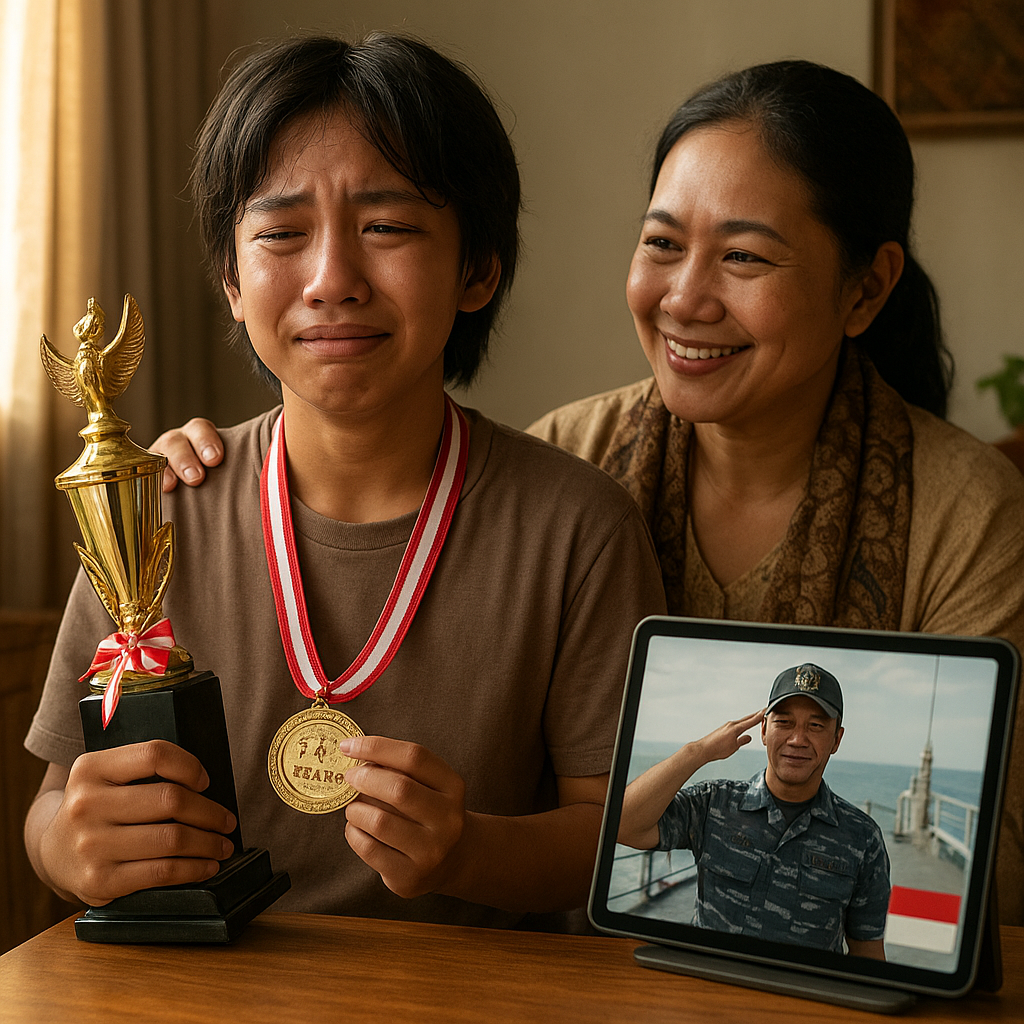 Anak Prajurit TNI AL Raih Juara Nasional, Ayah Beri Motivasi dari Kapal