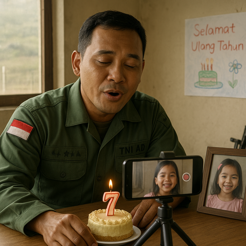 Kado Ulang Tahun dari Medan Tugas: Prajurit TNI AD Kirim Rekaman Lagu untuk Anaknya