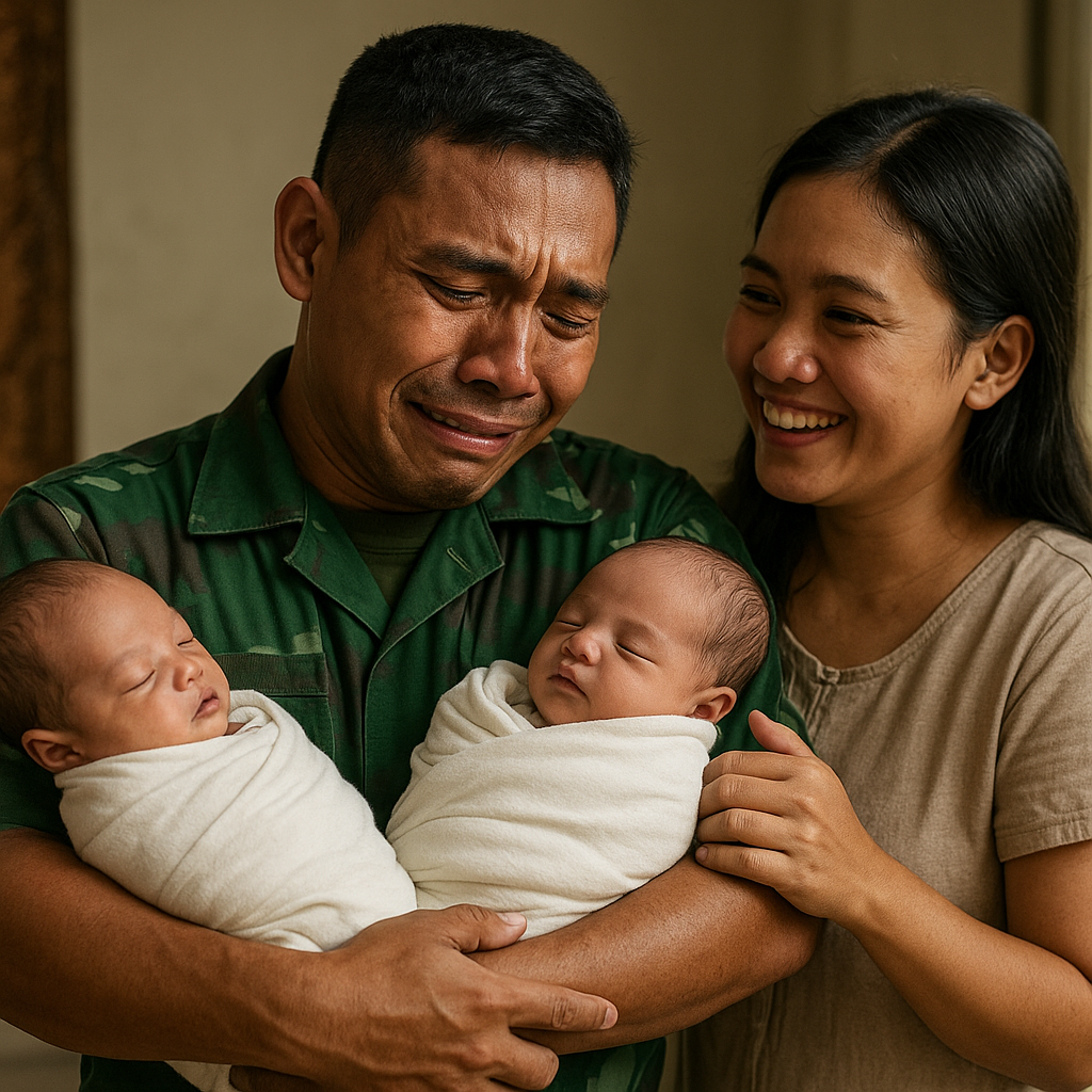 Setelah 8 Bulan di Perbatasan, Sang Ayah Akhirnya Bisa Memeluk Anak Kembarnya yang Baru Lahir