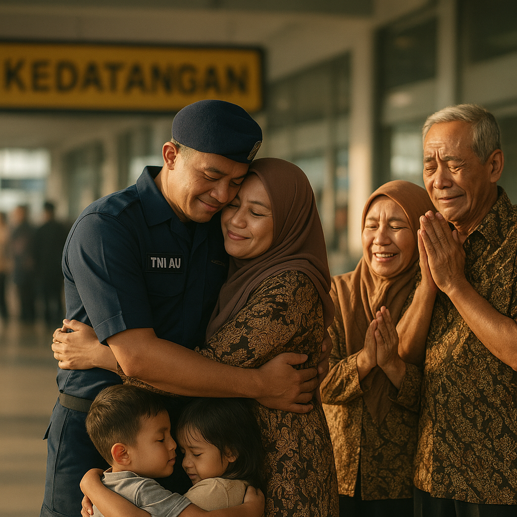 Tak Terduga, Prajurit TNI AU Disambut Keluarga dengan Suasana Syukur dan Pelukan Erat