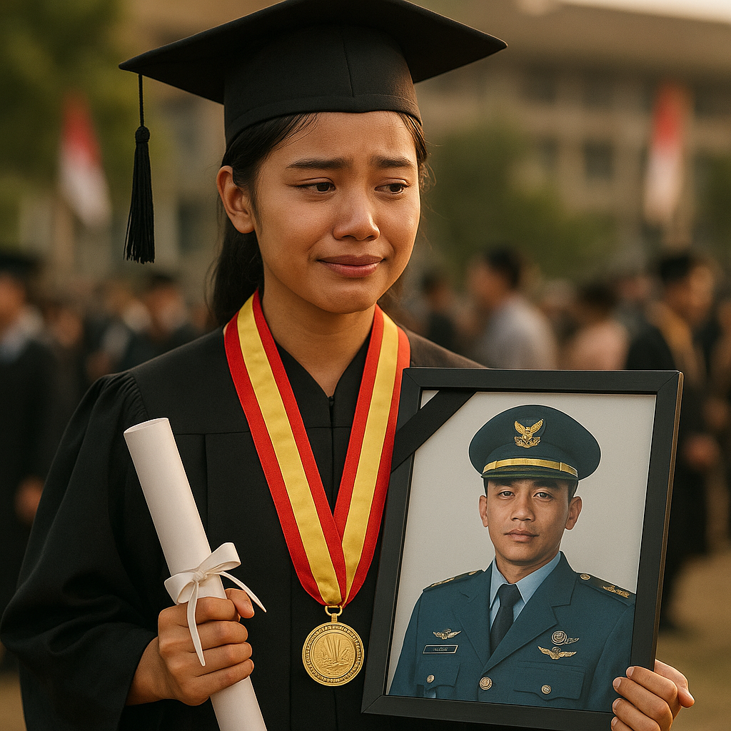Lulus dengan Predikat Terbaik, Anak Prajurit TNI AU Dedikasikan Wisuda untuk Ayah yang Gugur
