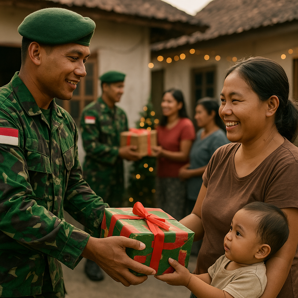 Momen Natal Bersama: Prajurit TNI Bagikan Parcel kepada Keluarga Prajurit yang Membutuhkan