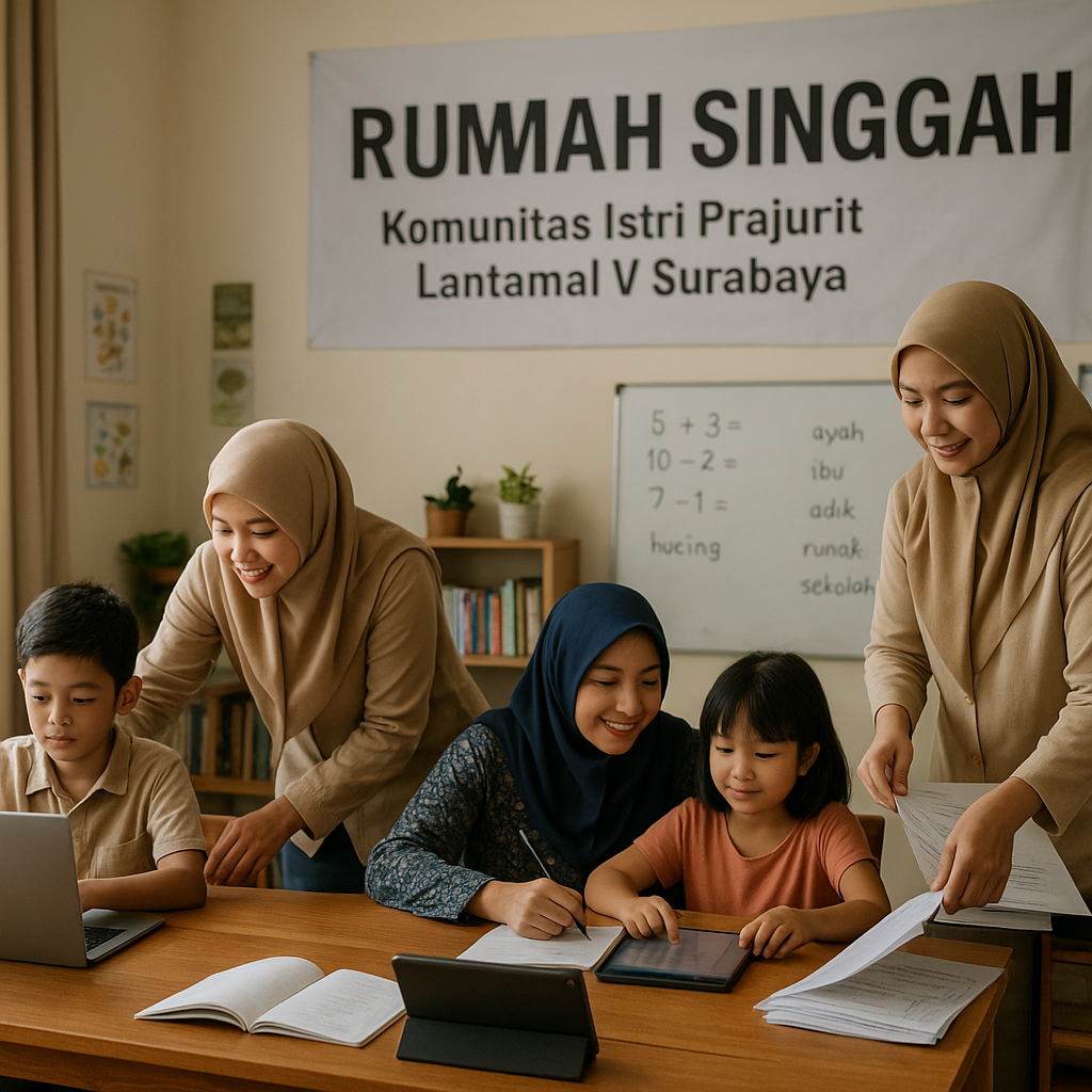 Istri Prajurit TNI AL di Lantamal V Merintis Komunitas 'Rumah Singgah' untuk Anak-Anak Prajurit yang Kesulitan Belajar Daring