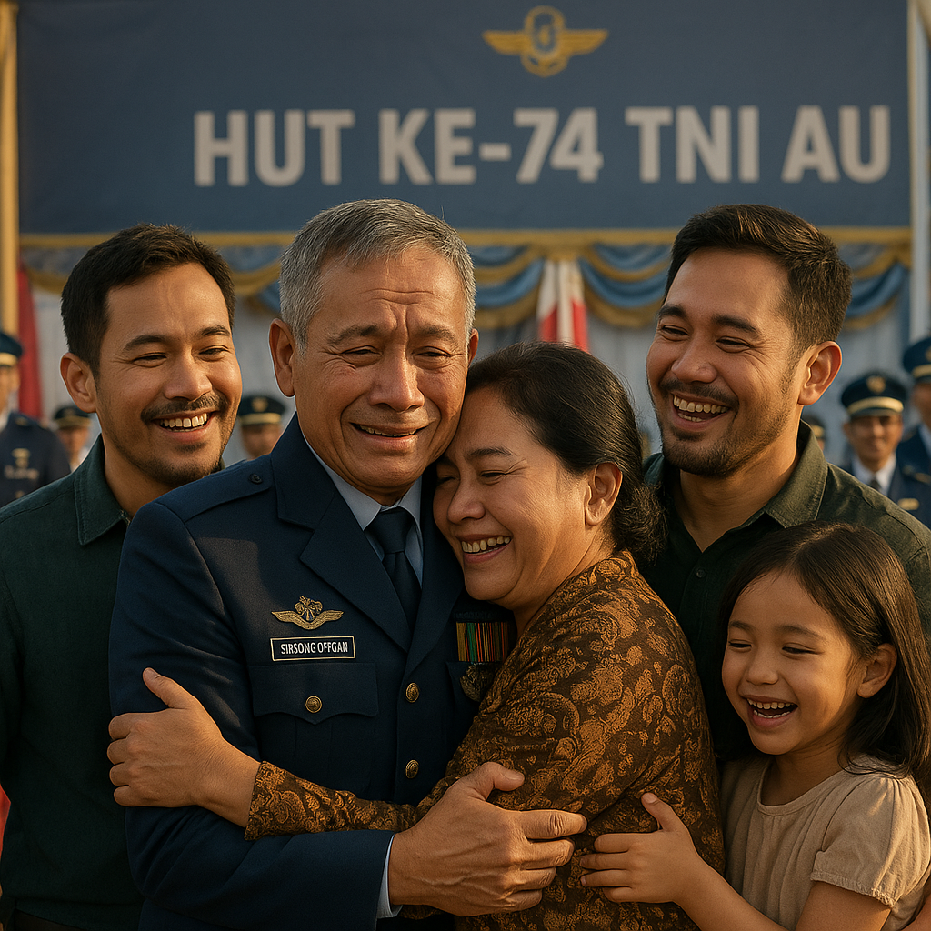 Pengabdian 32 Tahun, Prajurit TNI AU Akmil Ini Akhirnya Bertemu Keluarga di Perayaan HUT Ke-74 TNI AU