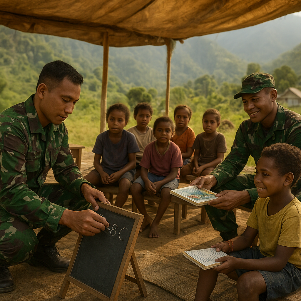 Prajurit TNI AD di Papua Dirikan Sekolah Darurat untuk Anak-Anak Pegunungan