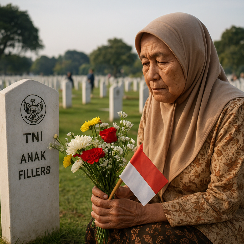 Ibu 80 Tahun dari Brebes Ziarah ke Makam Anaknya Prajurit TNI di TMP Cikutra Bandung