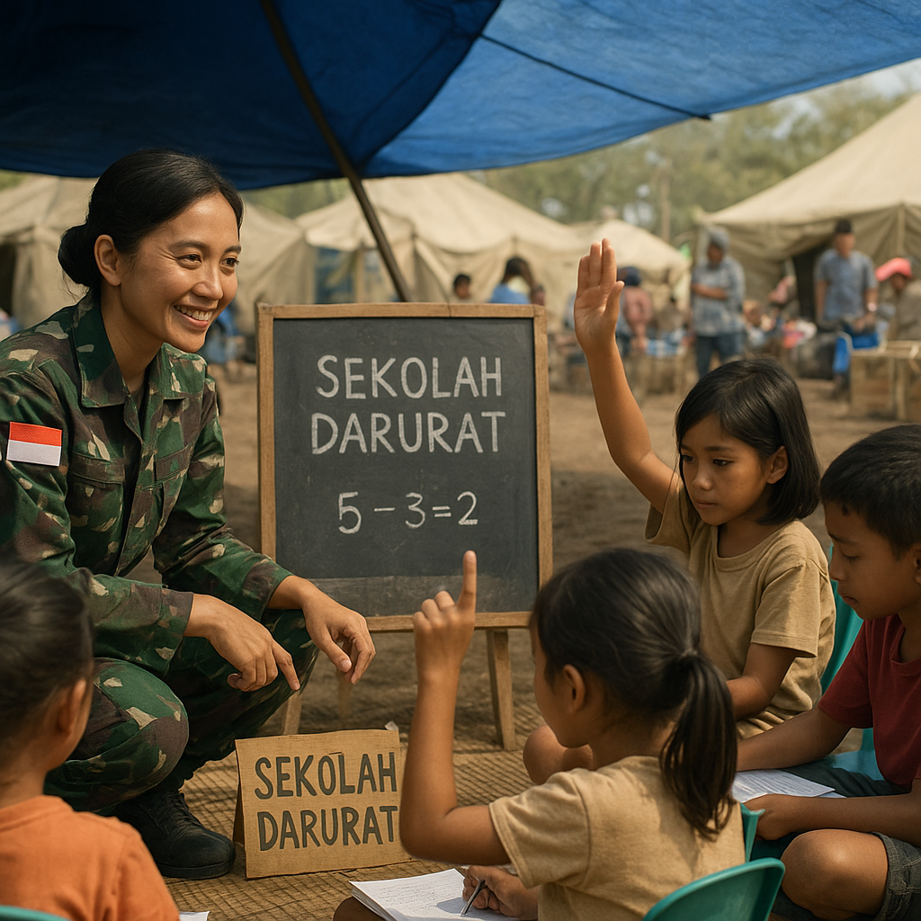 Tetap Sekolah di Pengungsian: Semangat Anak Prajurit TNI Korban Bencana Alam