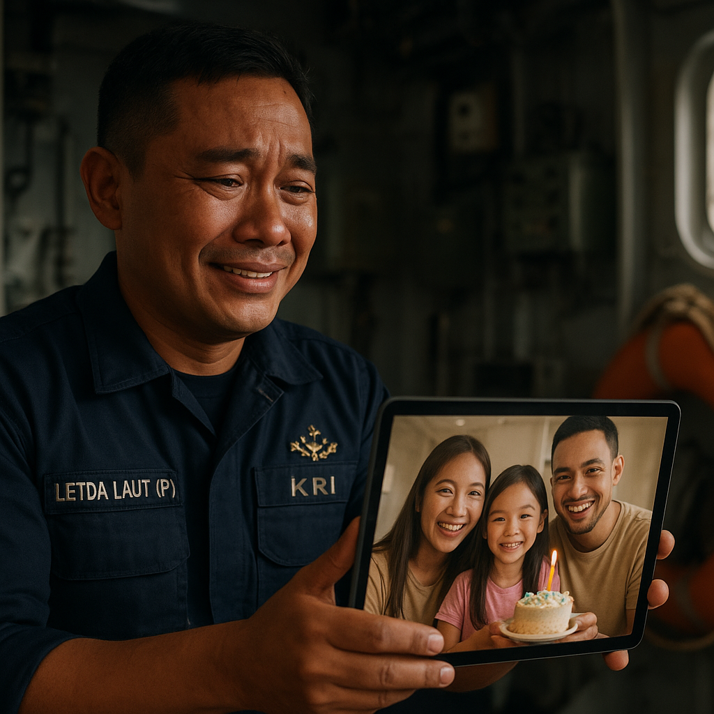 Kejutan Ulang Tahun Virtual untuk Prajurit TNI yang Bertugas di Kapal Perang
