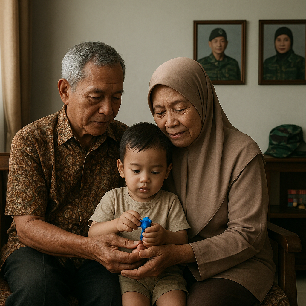 Kakek-Nenek Prajurit Jaga Cucu saat Orang Tuanya Bertugas Bersama di Perbatasan