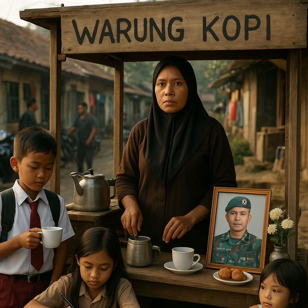 Janda Prajurit TNI Dirikan Warung Kopi untuk Menghidupi dan Sekolahkan Anak-anaknya