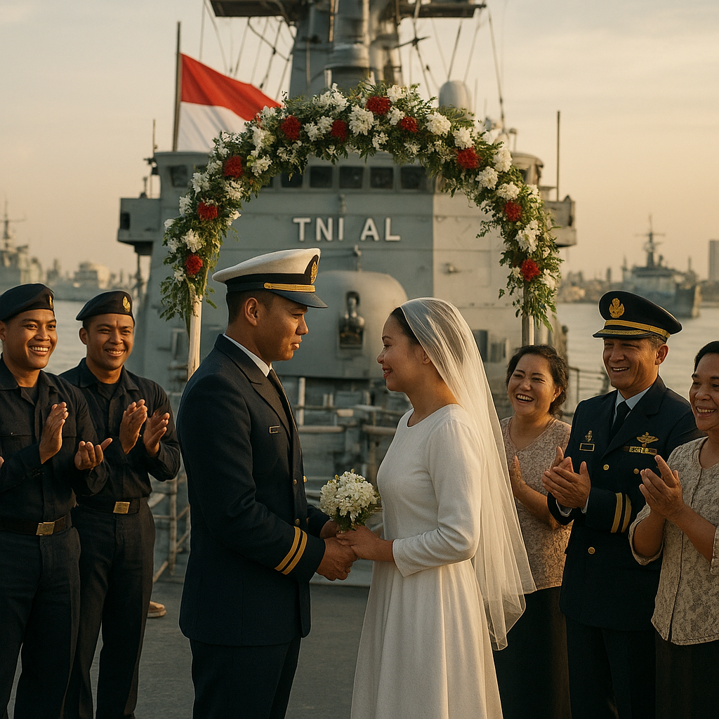 Momen Haru Prajurit TNI AL Menikah di Kapal Perang, Dihadiri Rekan dan Komandan