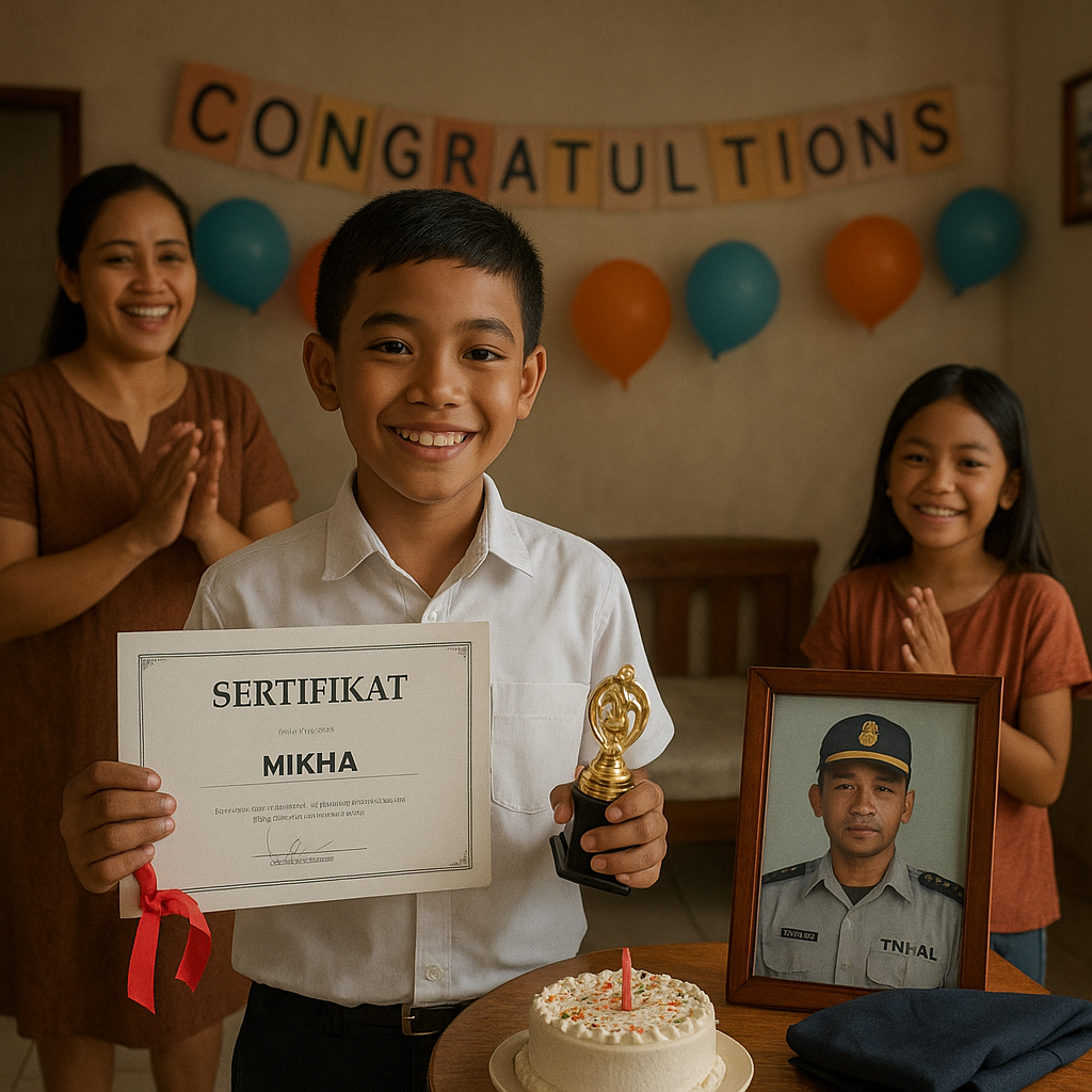 Anak Prajurit TNI AL di Kupang Lulus Terbaik SD, Rayakan di Tengah Keterbatasan