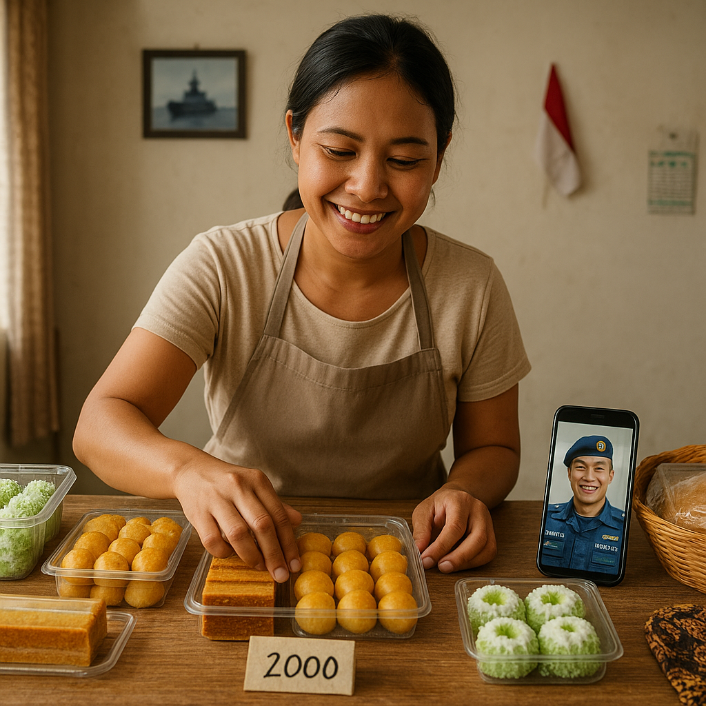 Kisah Istri Prajurit TNI AL Jualan Kue untuk Tambah Penghasilan Keluarga, Dukungan Suami dari Laut