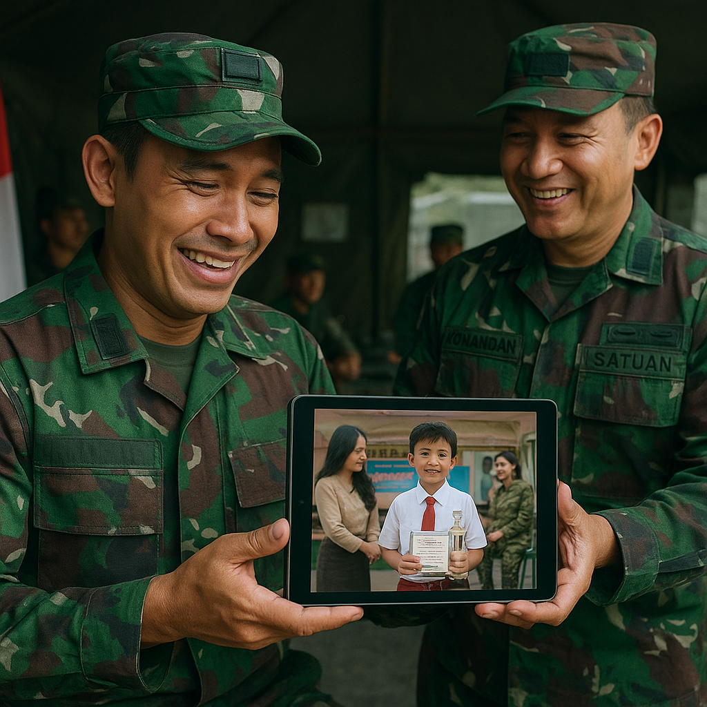 Anak Prajurit TNI yang Raih Prestasi Akademik, Dihadiahi Komandan dengan Kejutan Pertemuan Virtual dengan Ayah