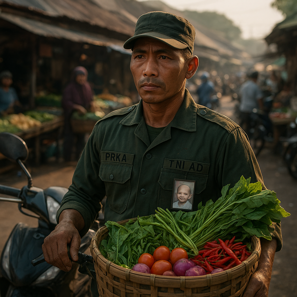 Suami Prajurit TNI AD Rela Jadi Kurir Sayur Demi Biaya Pengobatan Anaknya yang Sakit Kanker