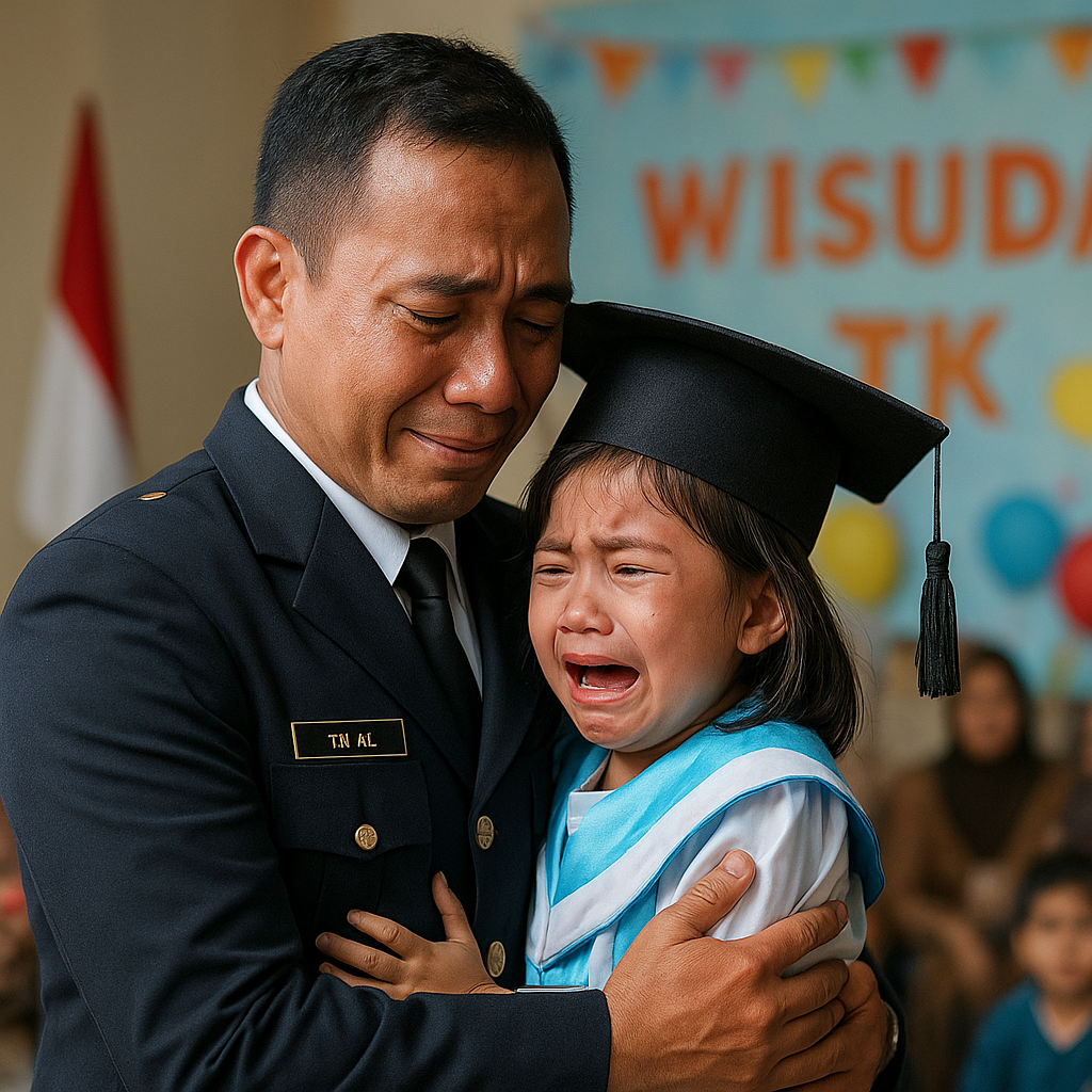 Video Kejutan Pulang Sang Ayah TNI AL Bikin Anaknya Nangis Terharu di Acara Wisuda TK