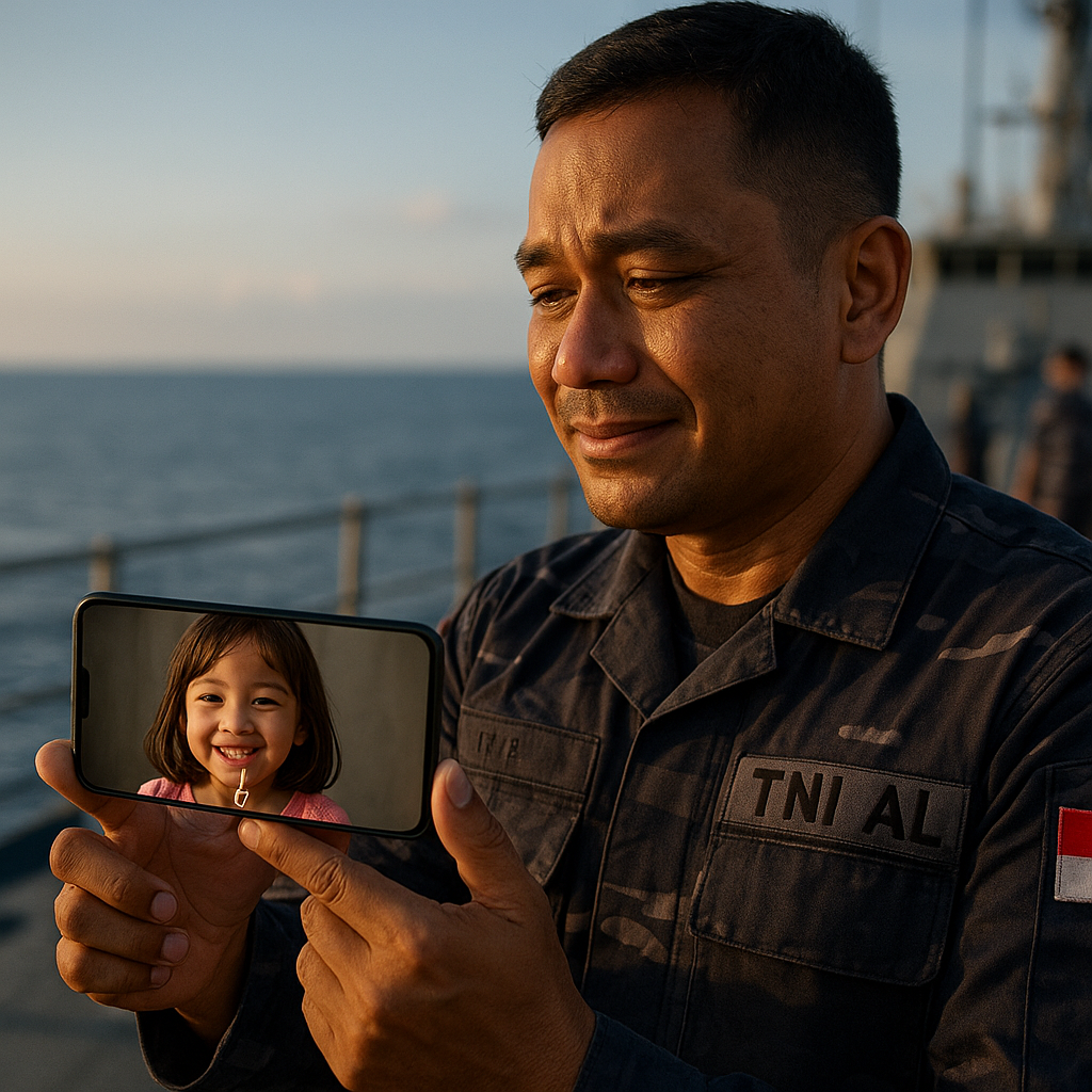 Kisah Kejutan Ulang Tahun dari Laut: Prajurit TNI AL Rekam Video untuk Anaknya dari Kapal