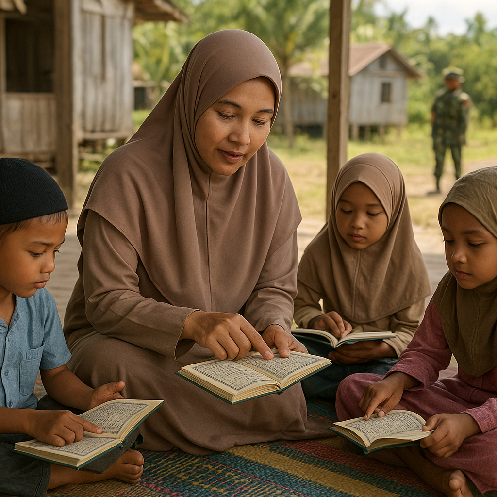 Istri Prajurit Pamtas di Kalimantan Dirikan Kelas Mengaji untuk Anak-anak Perbatasan