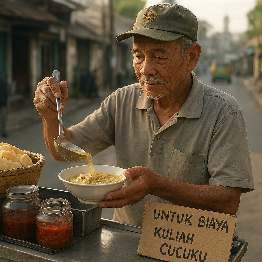 Kakek Mantan Prajurit TNI Jualan Soto Keliling untuk Biayai Cucu Kuliah, Kisah Pantang Menyerah