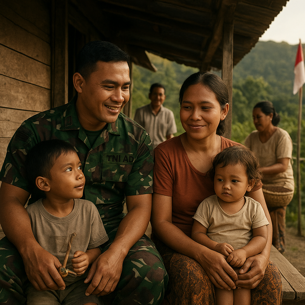 Keluarga Prajurit TNI AD Menjalani Hidup dengan Dua Anak di Daerah Perbatasan