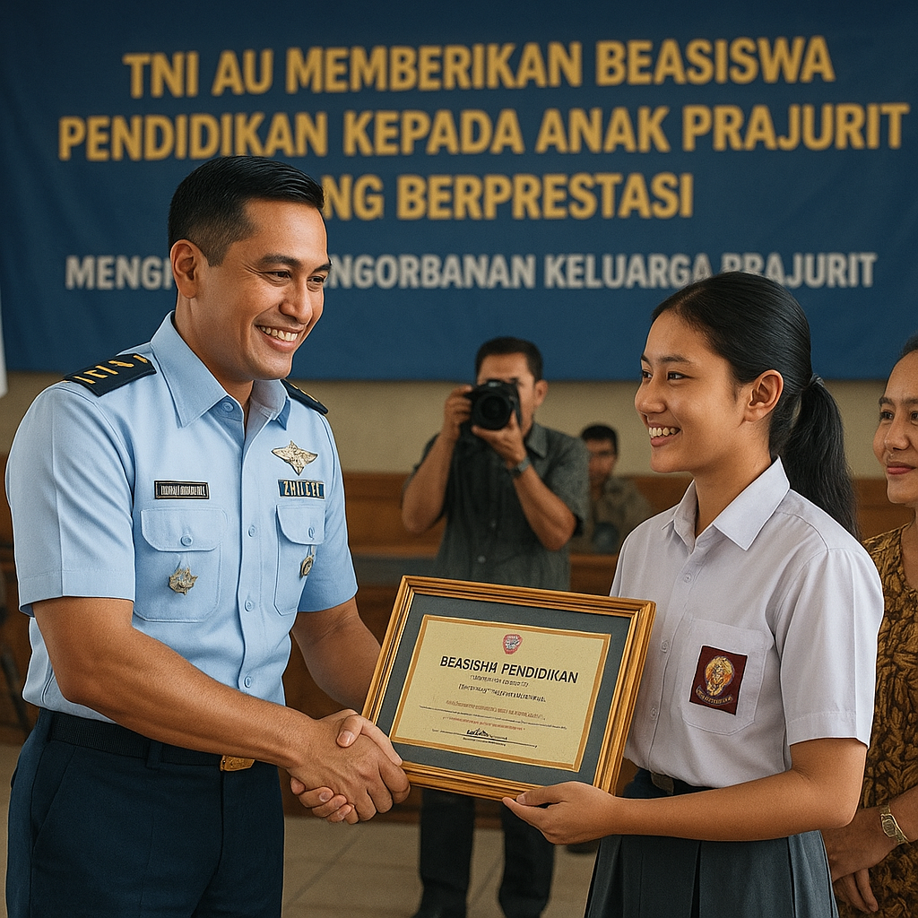 TNI AU Memberikan Beasiswa Pendidikan kepada Anak Prajurit yang Berprestasi
