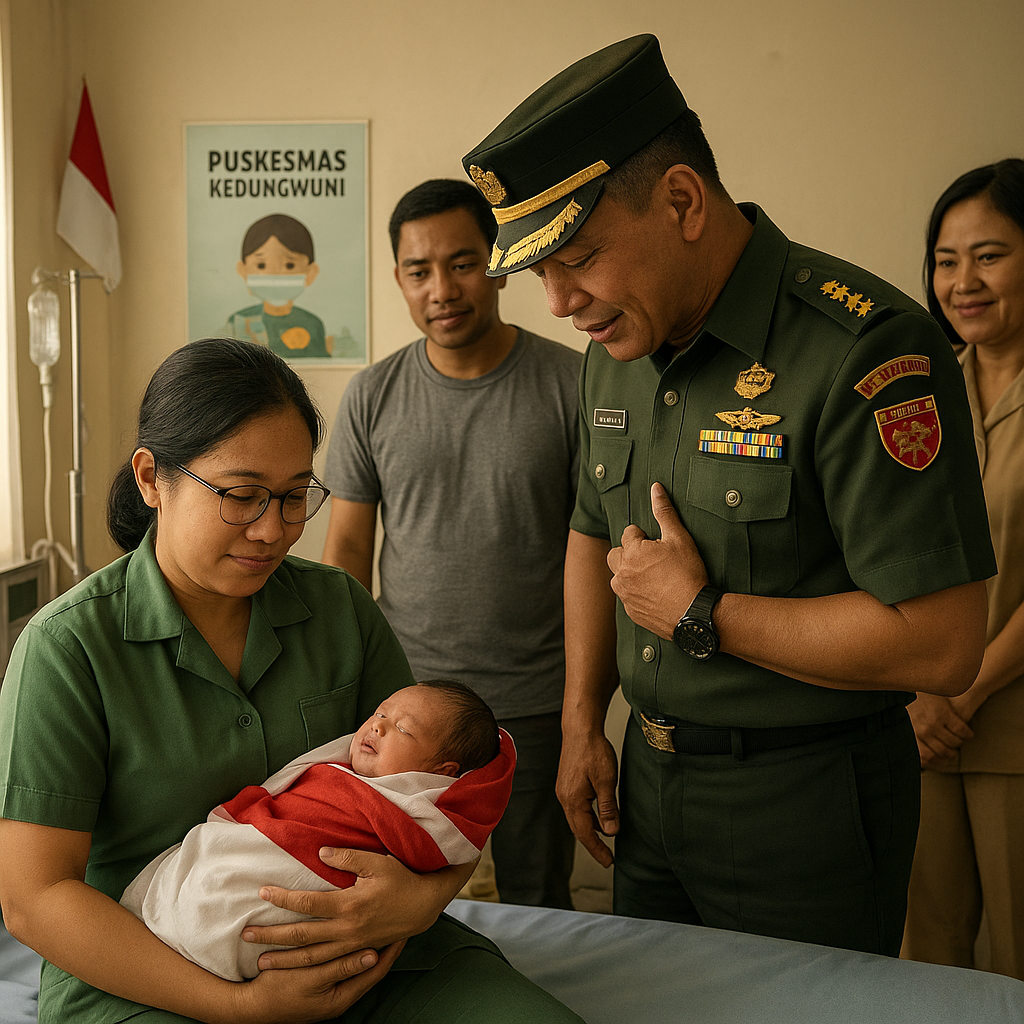 Ibu Prajurit TNI AD Melahirkan di Puskesmas, Komandan Satuan Turun Langsung Menjenguk