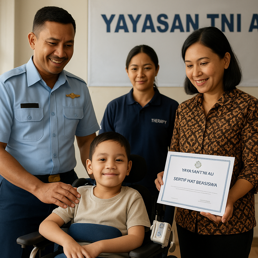 Anak Prajurit TNI AU dengan Kondisi Khusus Mendapatkan Beasiswa Pendidikan hingga Jenjang SMA